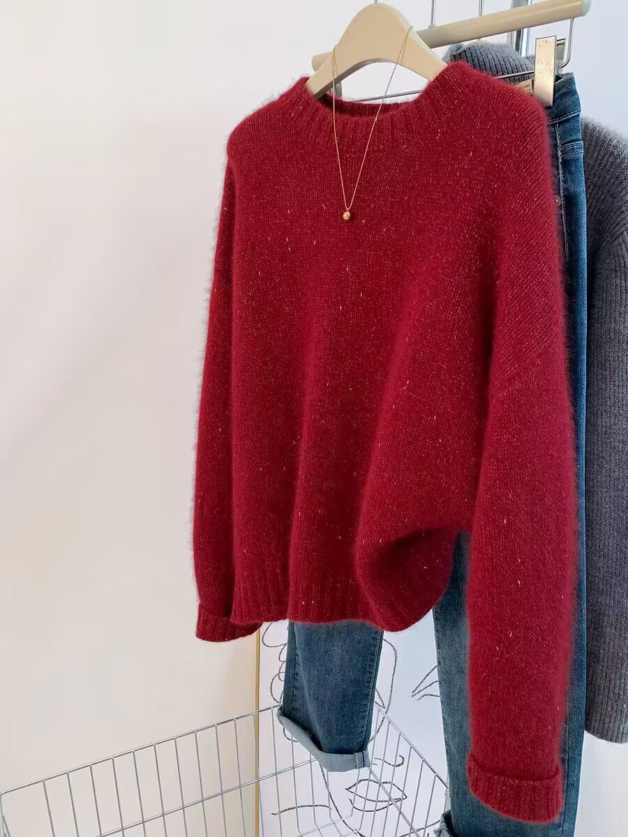 Damen Kuscheliger Oversize‑Pullover im Mohair‑Look mit Rundhalsausschnitt und dezentem Glitzereffekt Shop Nory
