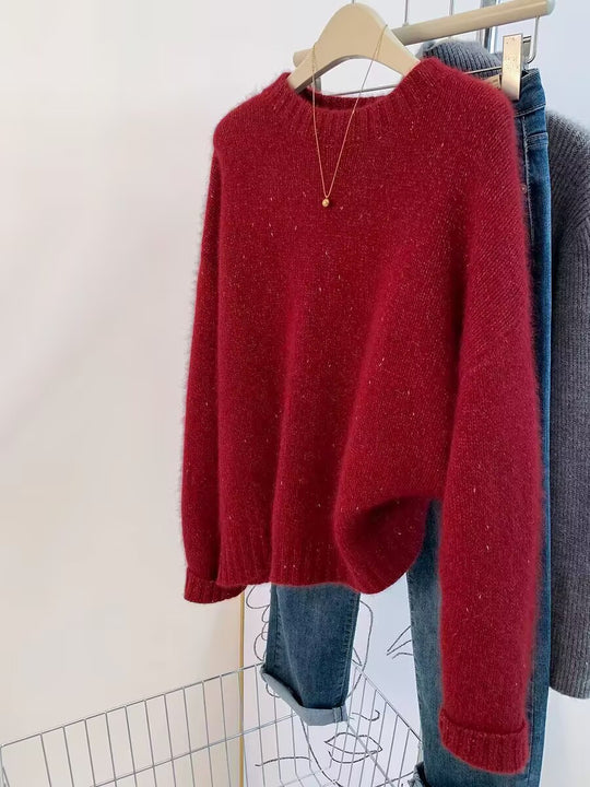 Damen Kuscheliger Oversize‑Pullover im Mohair‑Look mit Rundhalsausschnitt und dezentem Glitzereffekt Shop Nory