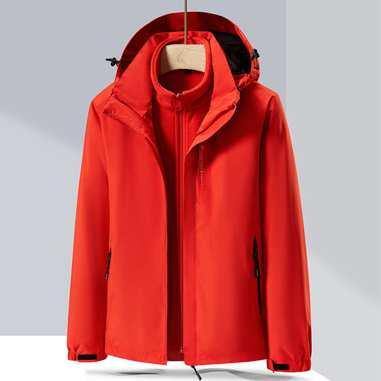 Herren zweilagige Softshell-Regenjacke mit abnehmbarem Fleece‑Innenlayer und verstellbarer Kapuze Shop Nory