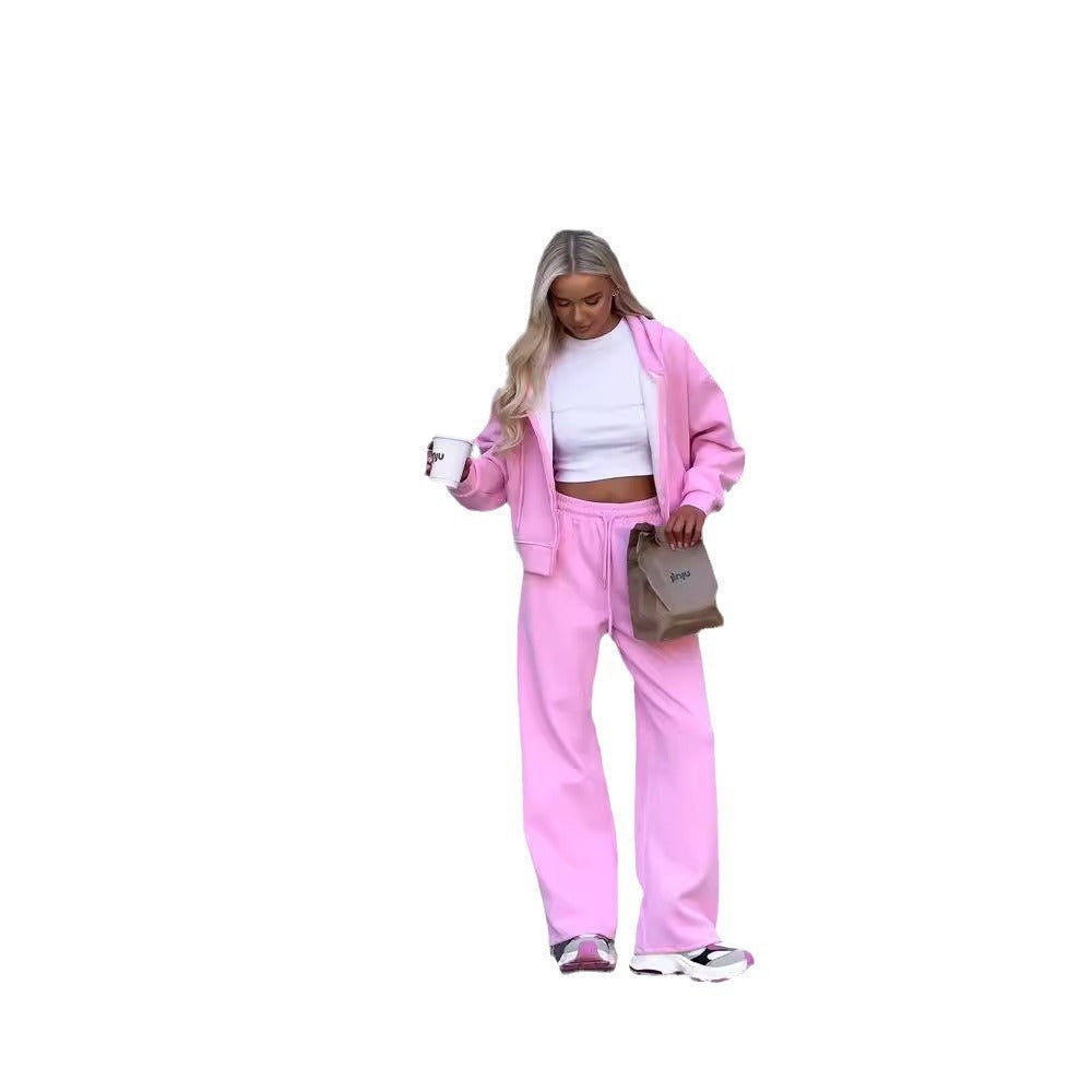 Damen Cropped Kapuzensweatshirt mit Kordelzug-Loungehose im Relax-Set Shop Nory