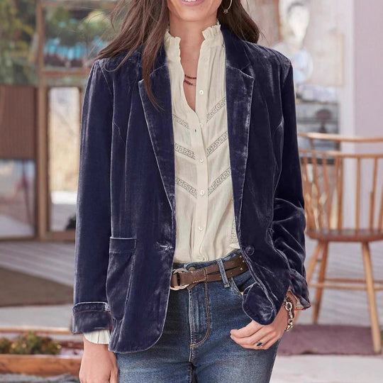 Damen Samt-Blazer mit klassischem Revers und soften Fall Shop Nory