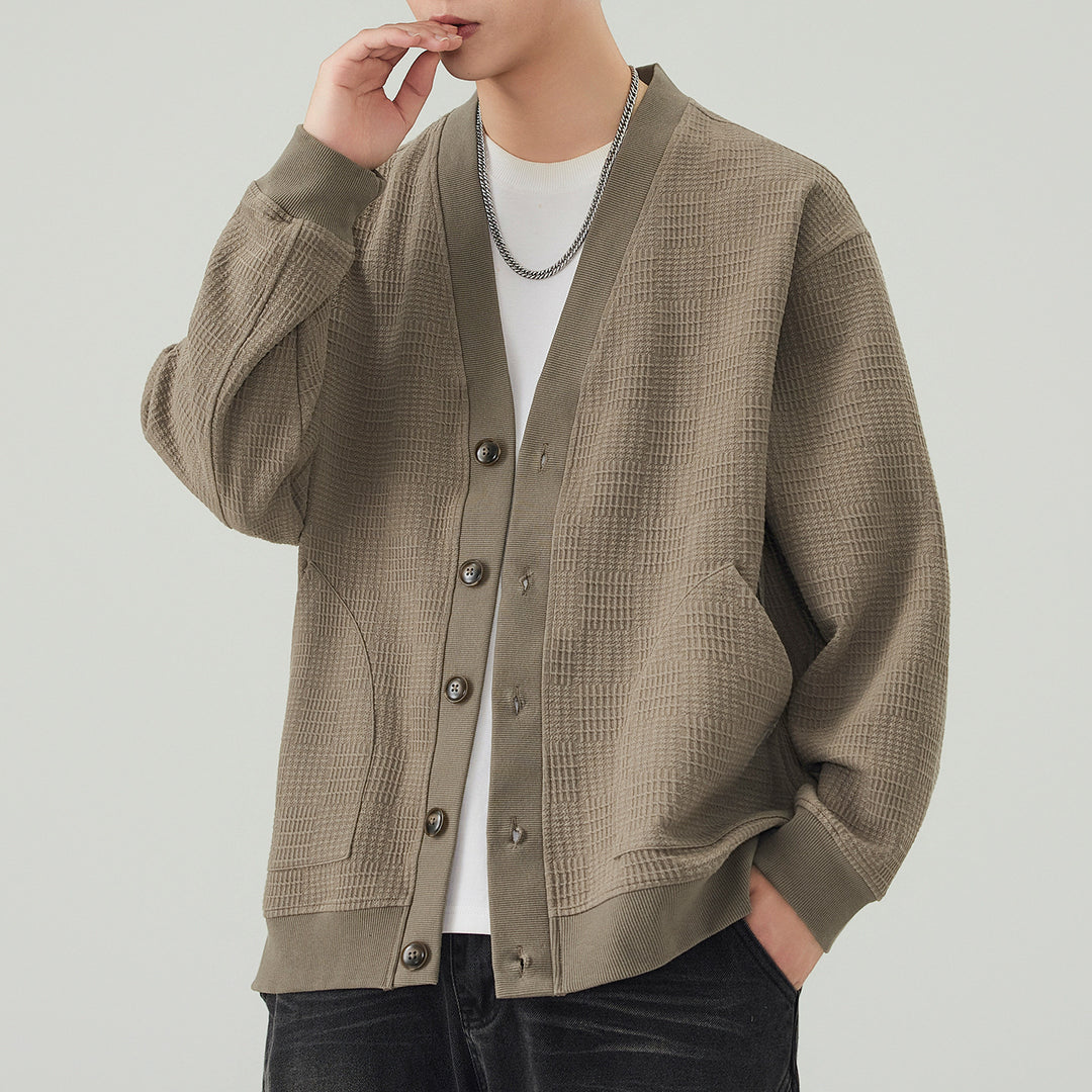 Herren Strukturstrick-Cardigan mit V-Ausschnitt und aufgesetzten Taschen Shop Nory
