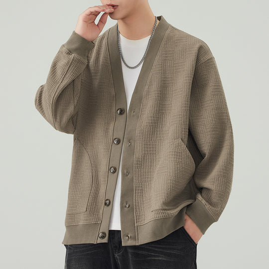 Herren Strukturstrick-Cardigan mit V-Ausschnitt und aufgesetzten Taschen Shop Nory