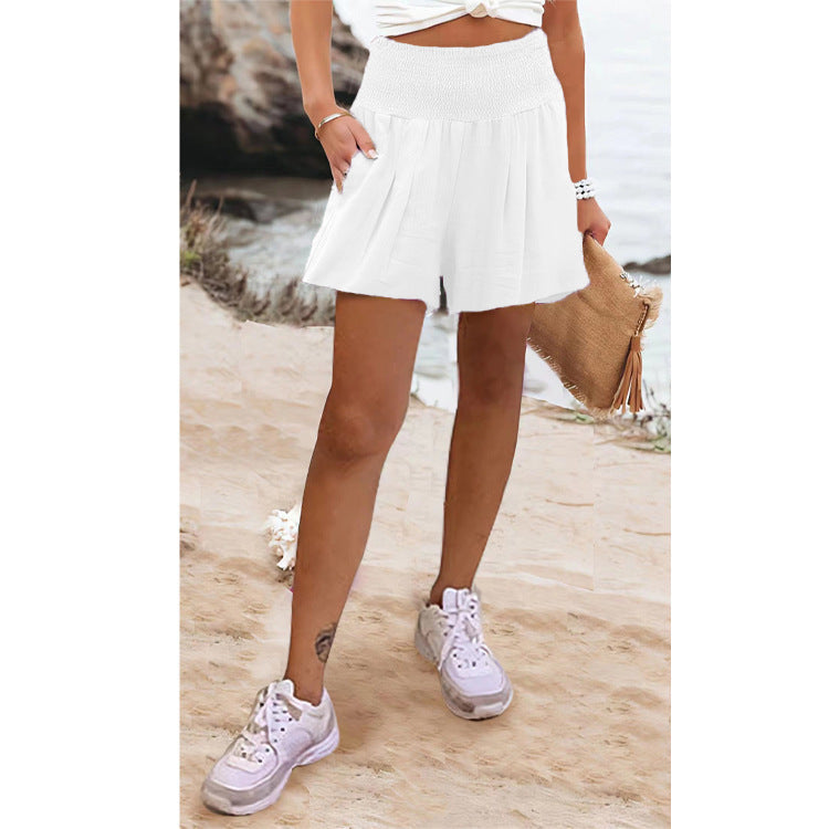 Damen elegante Shorts mit hohem Bund und Knopfdetail