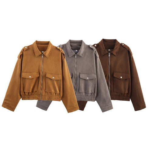 Damen Kurzjacke im Utility‑Bomberstil mit aufgesetzten Pattentaschen, Schulterklappen und elastischem Saum Shop Nory