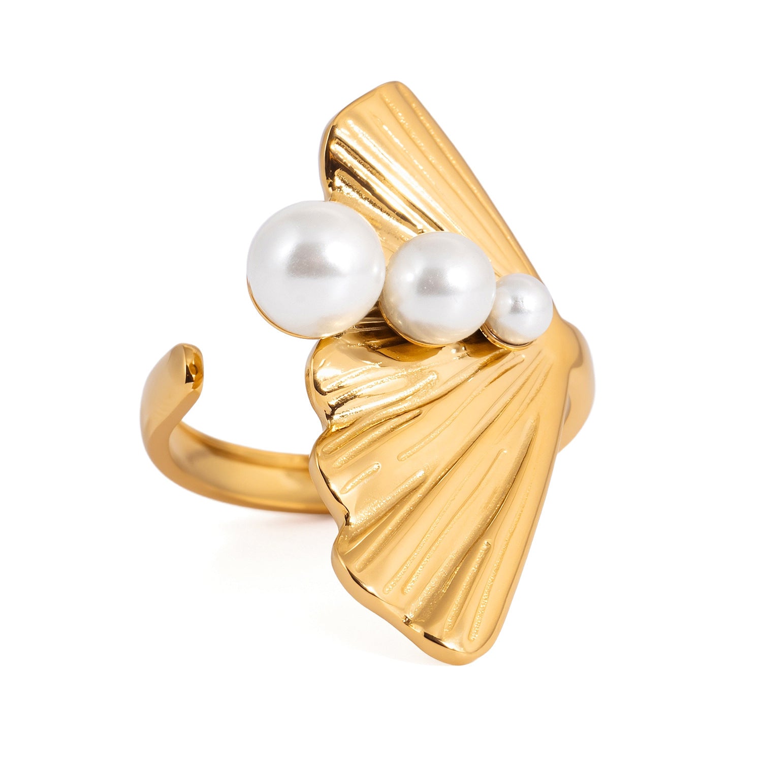 Damen Offener Ring mit exquisitem Blüten-Design und Perlenelementen Shop Nory