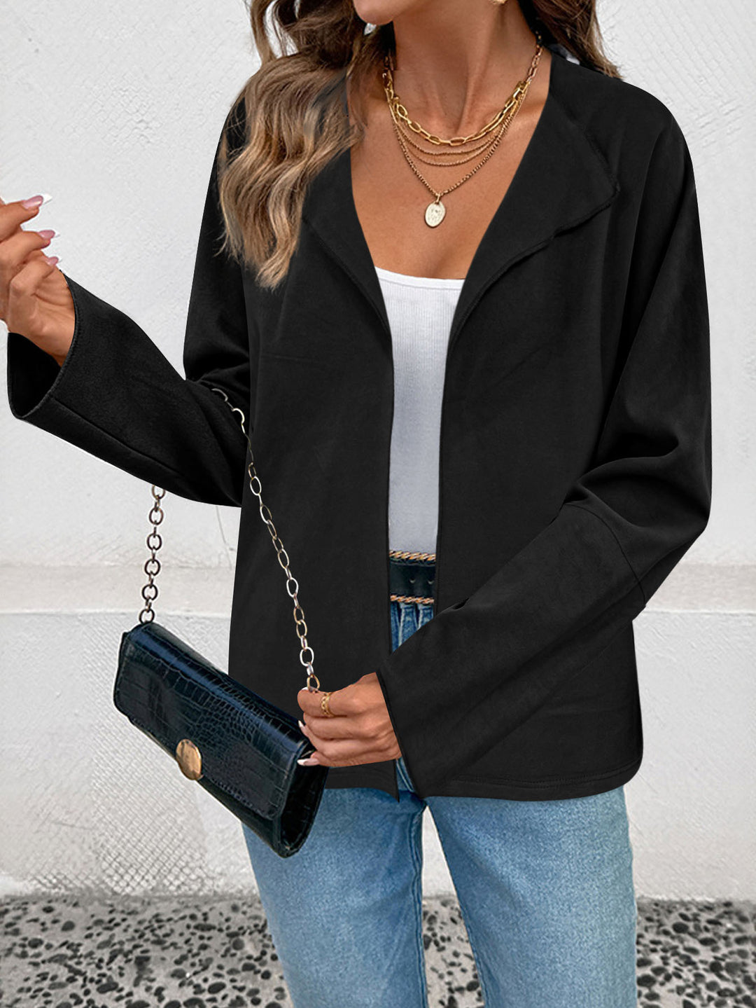 Damen Leichter Oversize-Mantelblazer mit offenem Schnitt und weiten Ärmeln Shop Nory