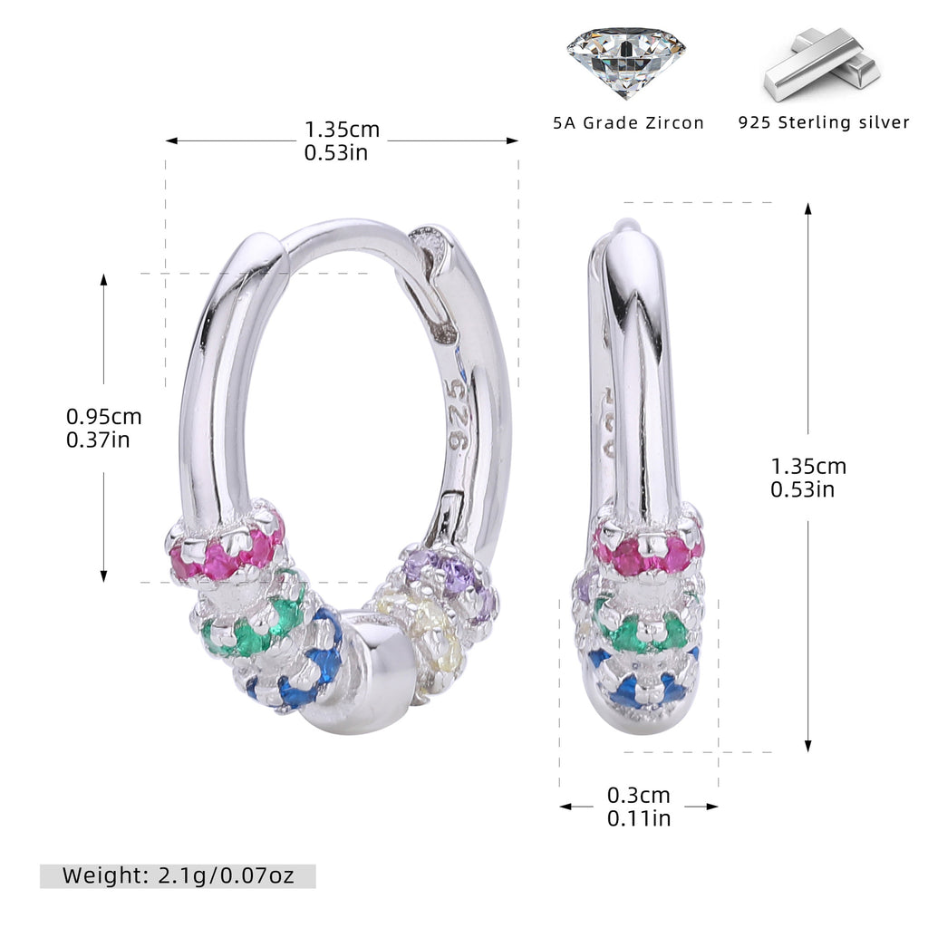 Damen Creolen mit bunten Zirkon-Elementen aus 925 Sterling Silber Shop Nory
