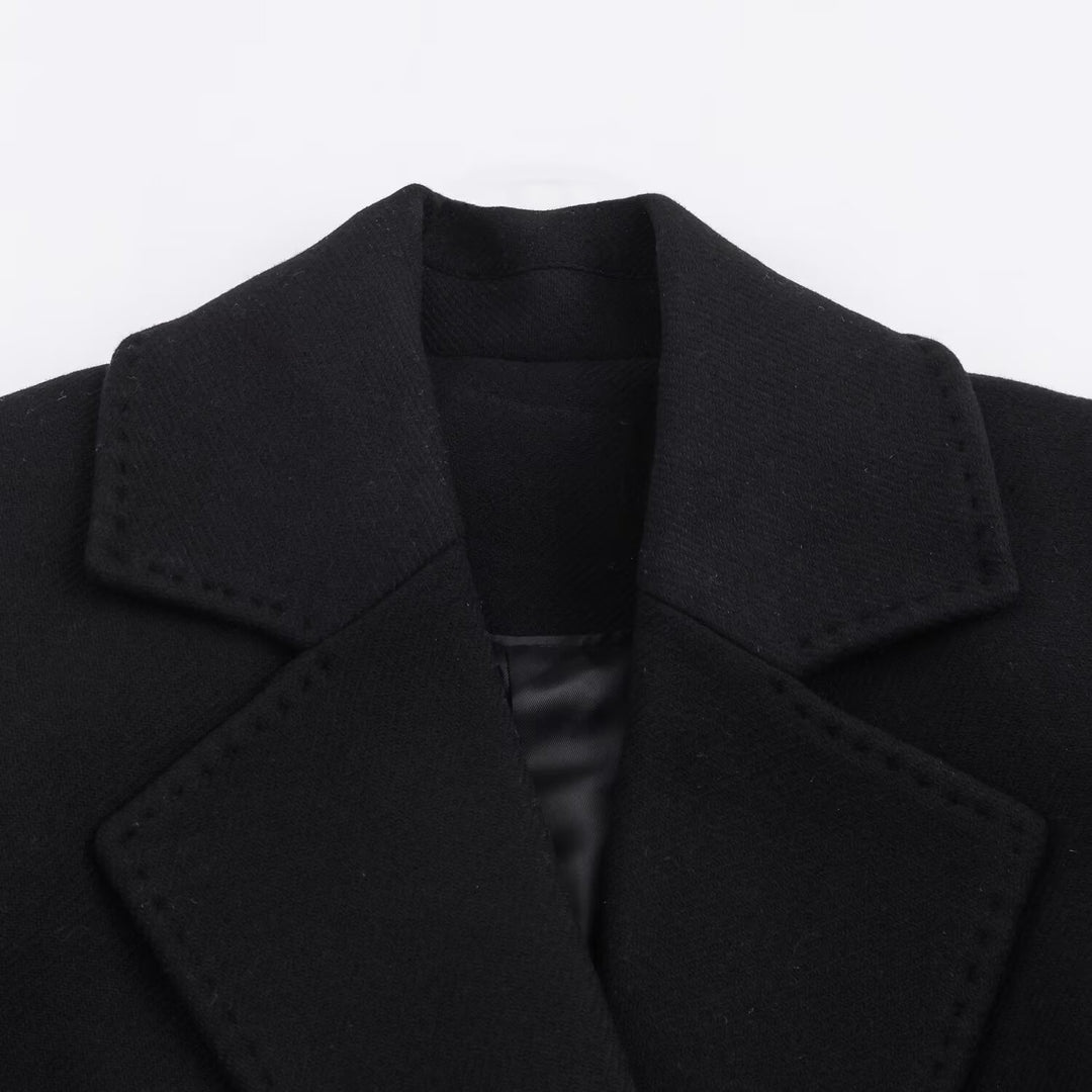 Damen Longline-Mantel mit breitem Revers und Bindegürtel Shop Nory