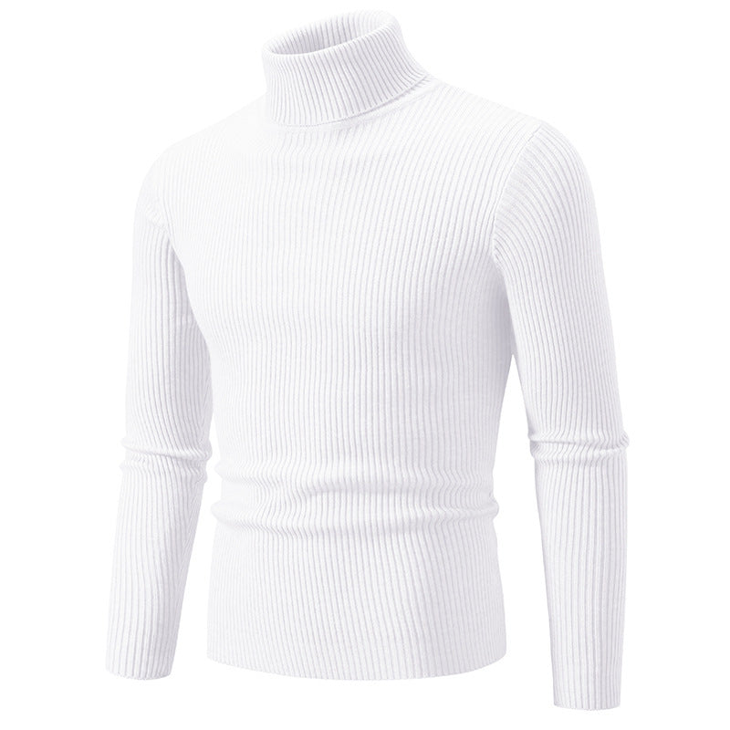 Herren nan taillierter Rollkragenpullover aus feinem Feinstrick mit geripptem Kragen