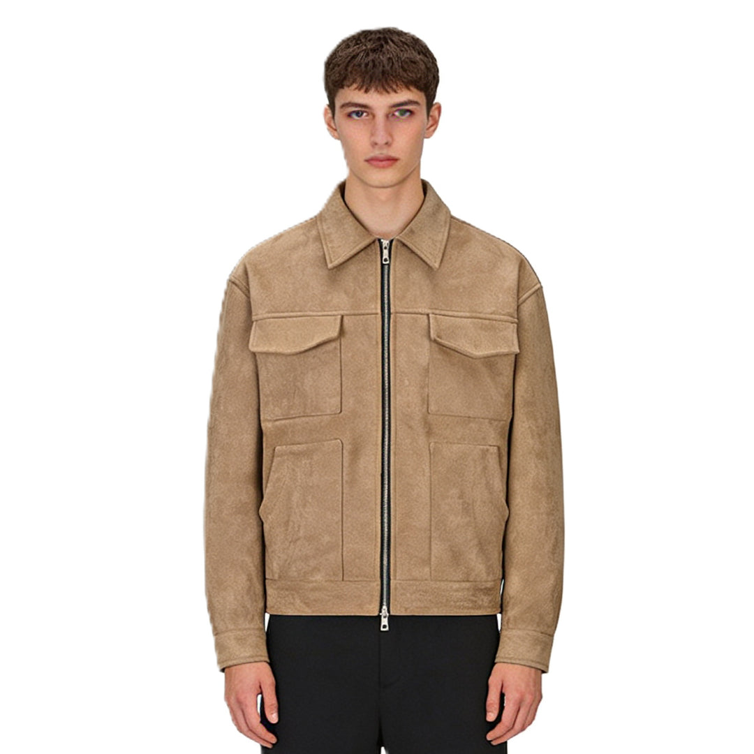 Herren Veloursleder-Overshirt mit vier Pattentaschen und Zwei-Wege-Reißverschluss Shop Nory