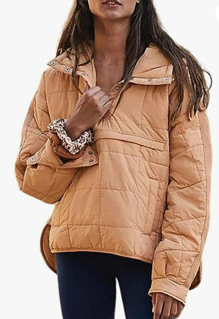 Damen Gefütterter Stepp-Anorak-Pullover mit Kapuze Shop Nory