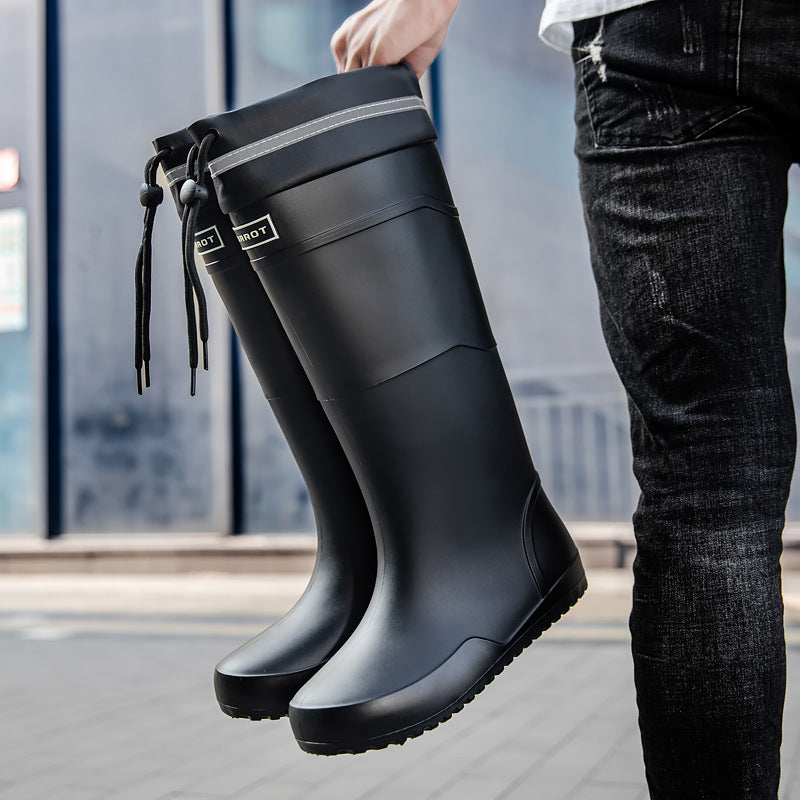 Herren wasserdichte kniehohe Gummistiefel mit verstellbarem Schaftverschluss und rutschfester Profilsohle Shop Nory
