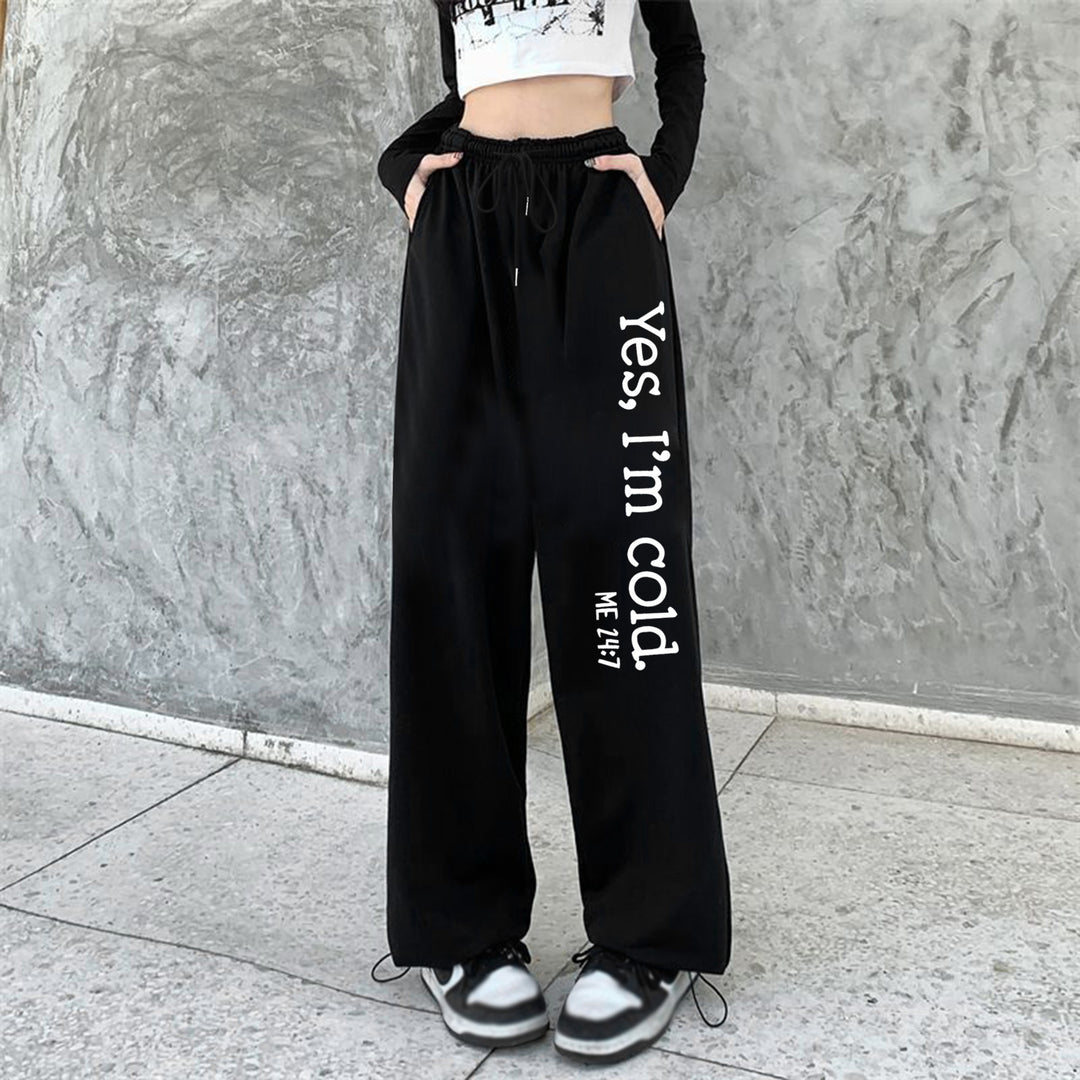 Damen nan weite Jogginghose hochgeschnitten mit seitlichem Statementprint und elastischem Bund Shop Nory