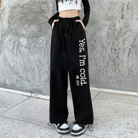 Damen nan weite Jogginghose hochgeschnitten mit seitlichem Statementprint und elastischem Bund Shop Nory