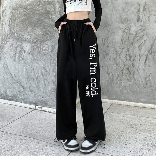 Damen nan weite Jogginghose hochgeschnitten mit seitlichem Statementprint und elastischem Bund Shop Nory