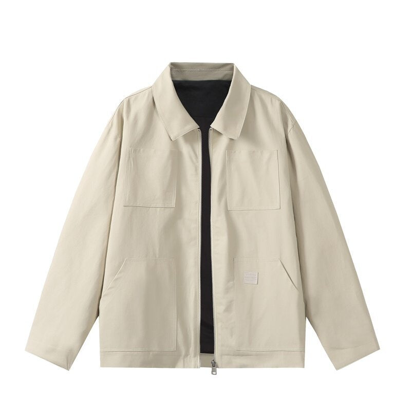 Herren Utility-Worker-Jacke mit durchgehendem Reißverschluss, aufgesetzten Taschen und geradem Schnitt Shop Nory