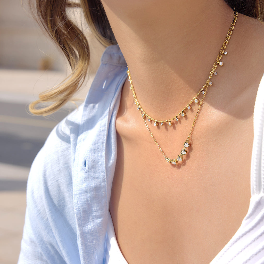 Damen Halskette mit funkelnden Zirkonia und hypoallergenem Design Shop Nory