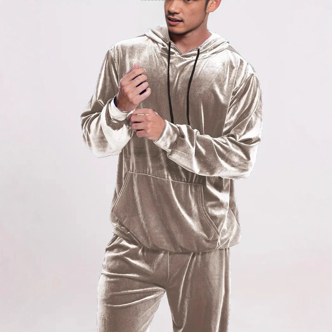 Herren Samt-Trainingsanzug mit Kapuzenpullover und gerader Jogginghose Shop Nory