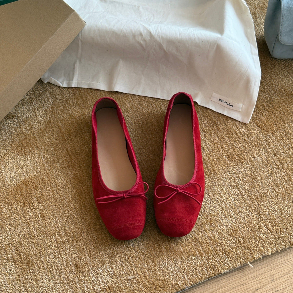 Damen Ballerinas aus weichem Wildleder mit modischem Schleifendetail