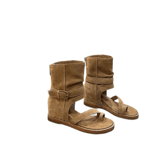 Damen knöchelhohe Veloursleder‑Sandalette mit Zehenring und verstellbarem Schaftriemen Shop Nory
