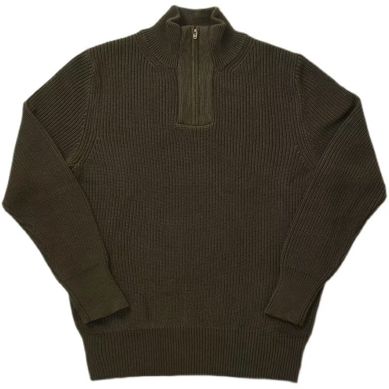 Herren Grobgerippter Halbzip-Strickpullover mit Stehkragen Shop Nory