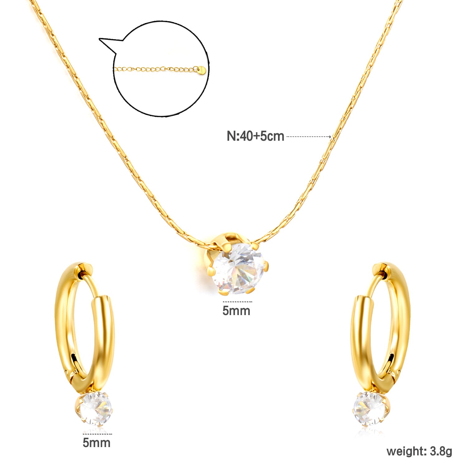 Damen Schmuckset aus eleganten Halskette und funkelnden Ohrsteckern Shop Nory