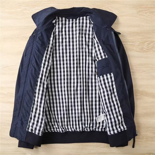 Herren Schlanke Harrington-Jacke im Bomberstil mit Hemdkragen und geripptem Saum Shop Nory