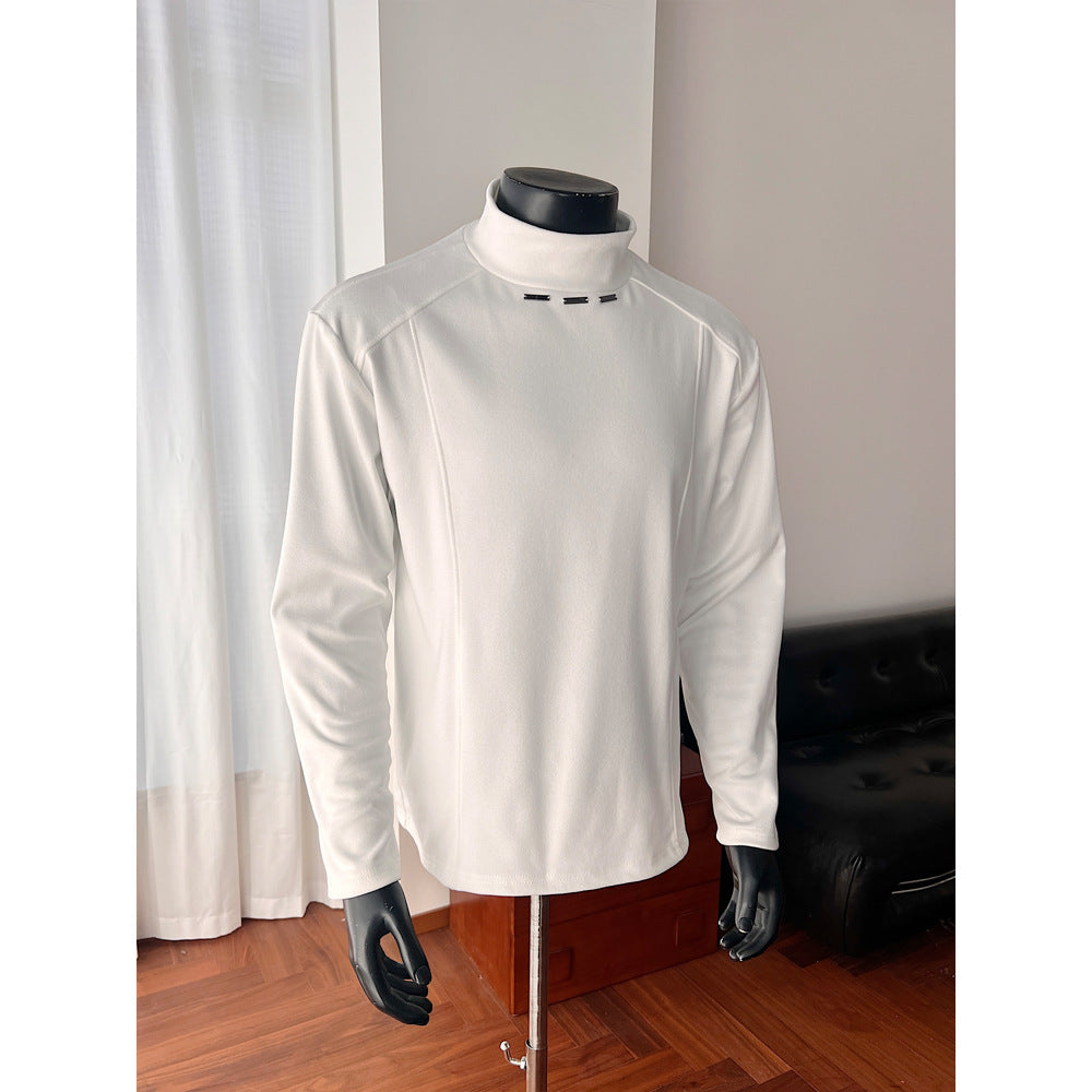 Herren Rollkragen-Feinstrickshirt mit Metallnieten am Kragen und schmaler Silhouette Shop Nory