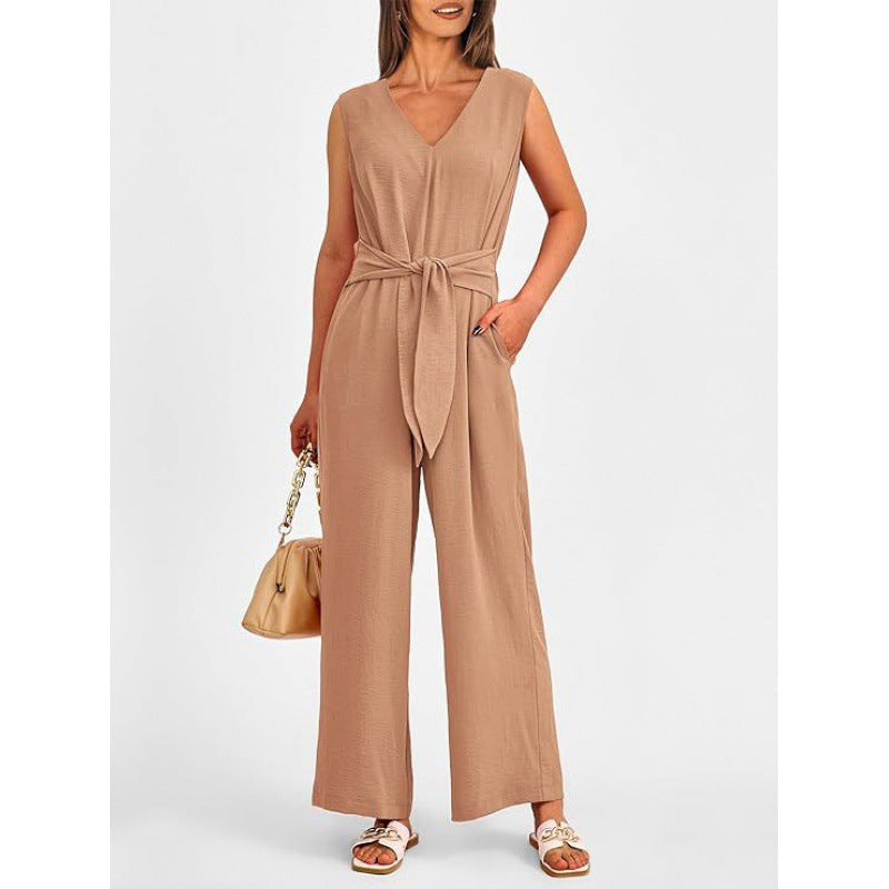 Damen Eleganter Jumpsuit mit taillierter Silhouette und V-Ausschnitt