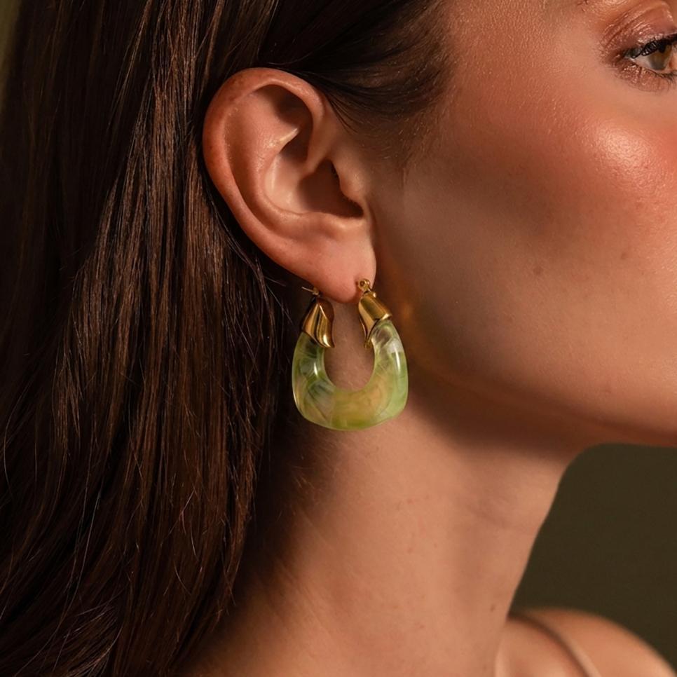 Damen Ohrhänger mit elegantem grünem Design und hochwertiger Edelstahlverarbeitung Shop Nory