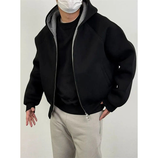 Herren Oversize-Kapuzensweatjacke aus schwerem French-Terry mit Zwei-Wege-Reißverschluss Shop Nory
