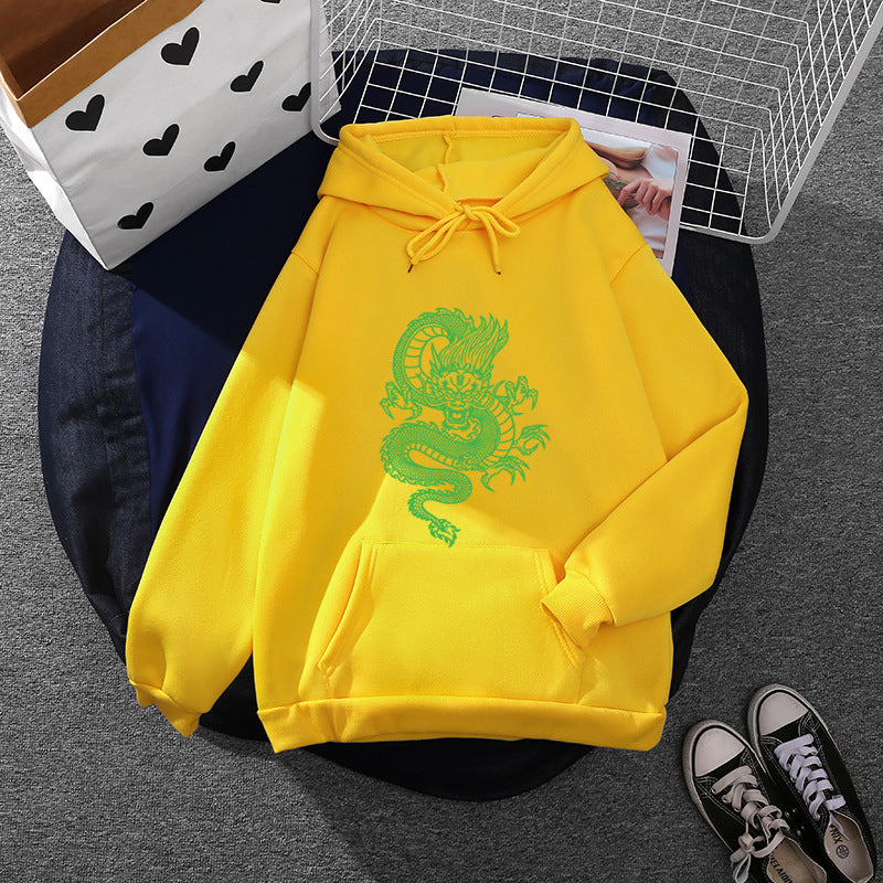 Unisex nan Kapuzenpullover mit detailreichem Drachenmotiv, Oversize‑Schnitt und Kängurutasche Shop Nory