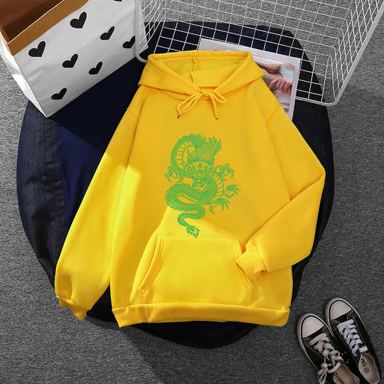 Unisex nan Kapuzenpullover mit detailreichem Drachenmotiv, Oversize‑Schnitt und Kängurutasche Shop Nory