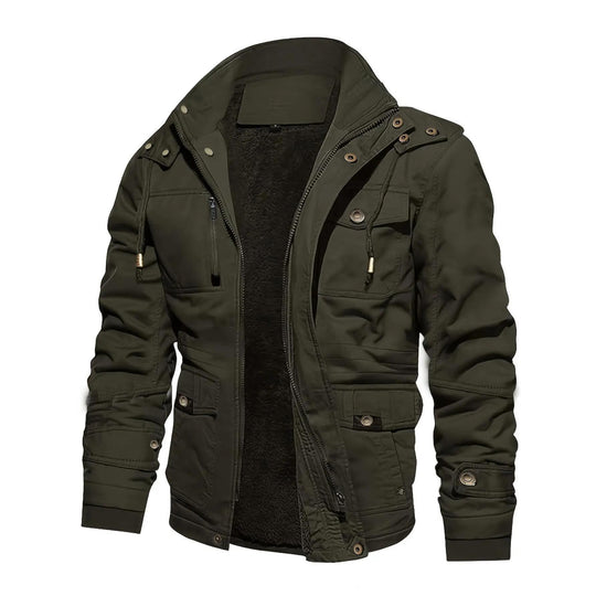 Herren Parka-Jacke mit Teddyfutter Kapuze und Multitaschen Shop Nory