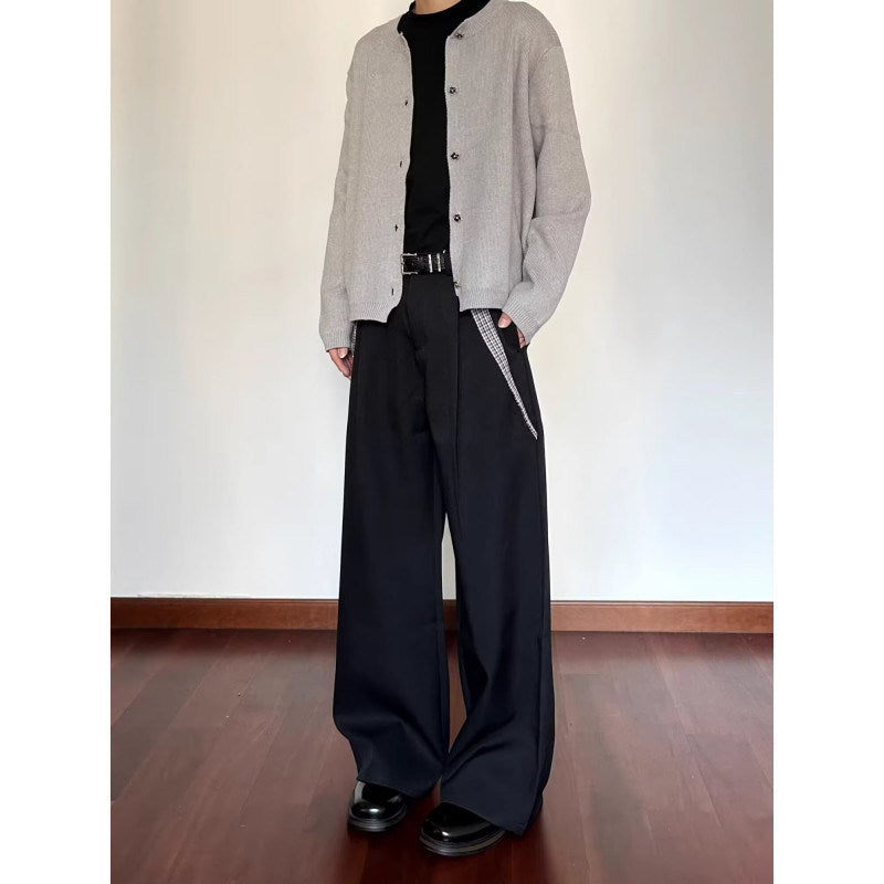 Herren Weite Anzughose mit hohem Bund und Karomuster-Einsätzen Shop Nory