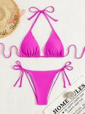 Damen Triangel-Bikini mit verstellbaren Bändern und elastischem Taillenbund