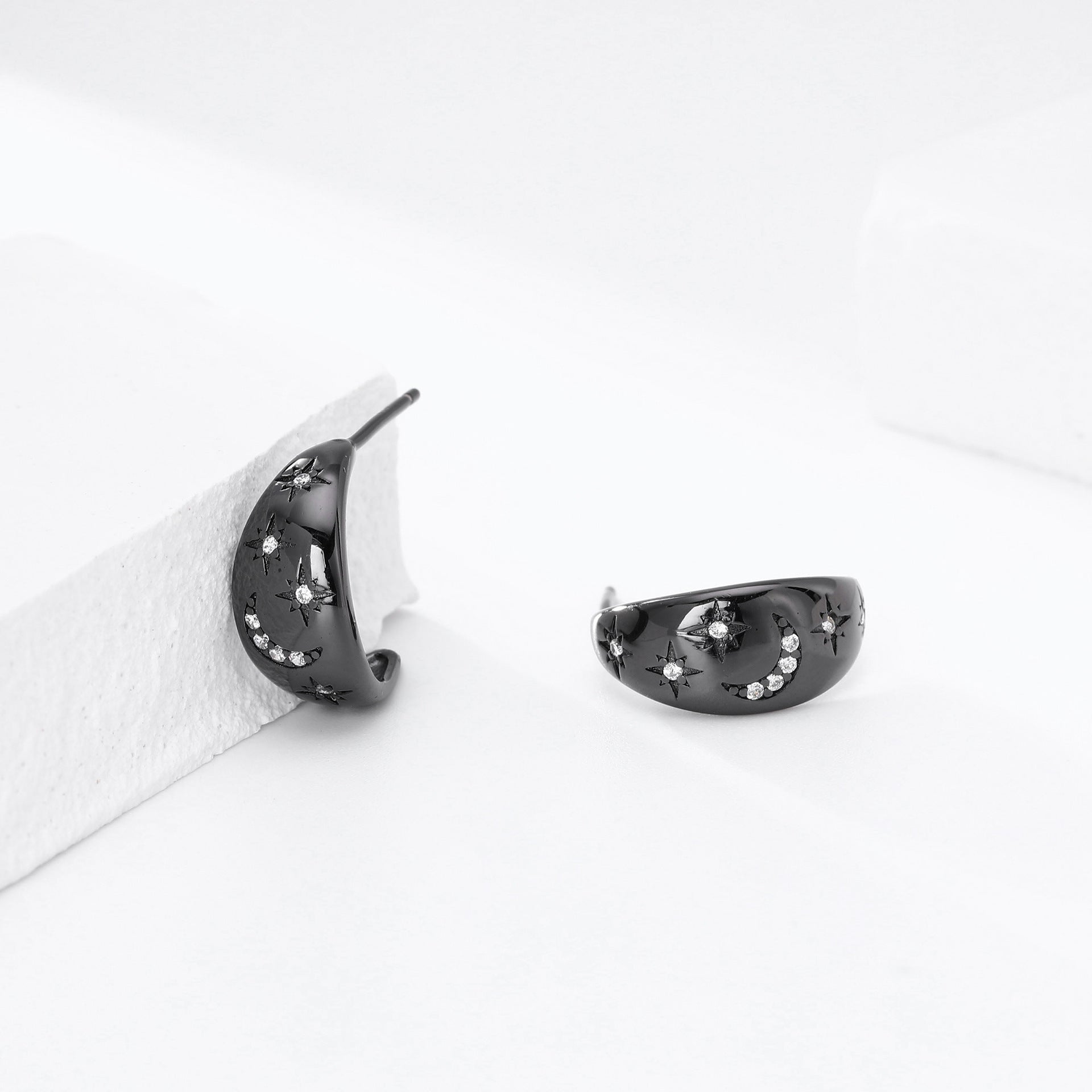 Damen Ohrhänger mit gestanztem Mond- und Sternenmotiv aus 925 Sterling Silber Shop Nory