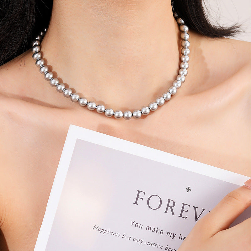 Damen elegante Perlenhalskette mit hochwertigem Verschluss Shop Nory
