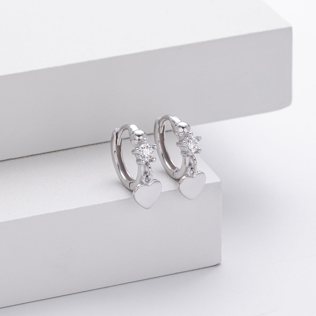 Damen Ohrhänger aus 925 Sterling Silber mit funkelndem Zirkon und herzförmigem Anhänger Shop Nory