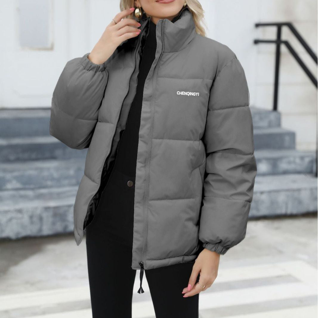 Damen Wattierte Oversize-Steppjacke mit Stehkragen und Kordelzugsaum Shop Nory