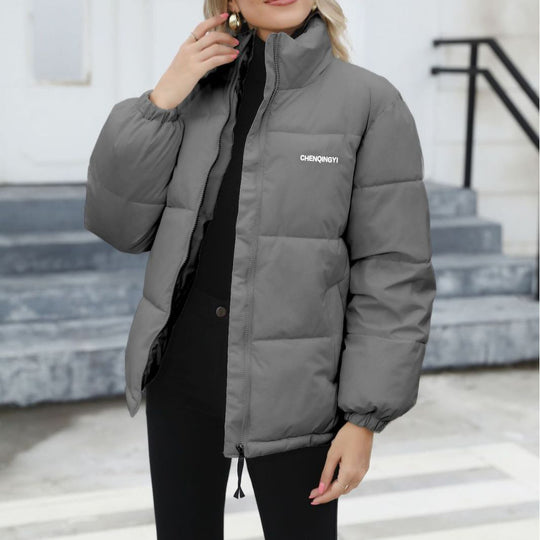 Damen Wattierte Oversize-Steppjacke mit Stehkragen und Kordelzugsaum Shop Nory