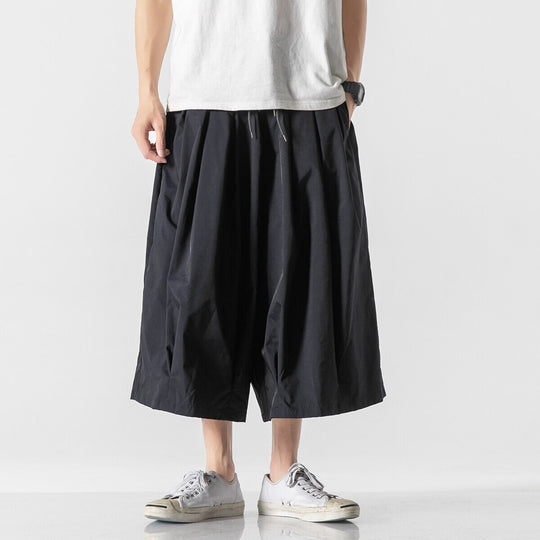 Herren Weit geschnittene Culotte-Loungehose mit tiefem Schritt und elastischem Tunnelzug Shop Nory