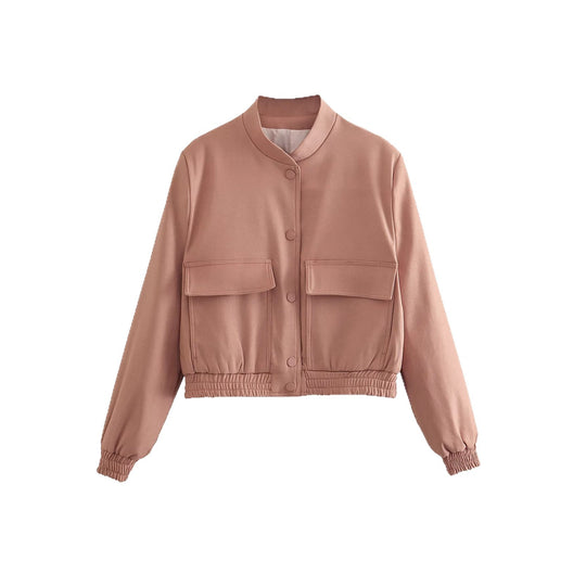 Damen Leichte Taillierte Shirtjacke aus Utility‑Webstoff mit Tunnelzug und Druckknöpfen Shop Nory