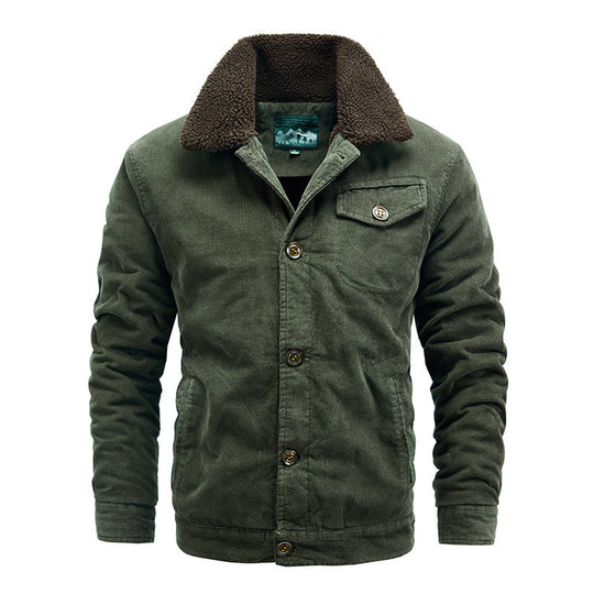 Herren Cord-Workerjacke mit Teddyfutter, Sherpa-Kragen und aufgesetzter Brusttasche Shop Nory