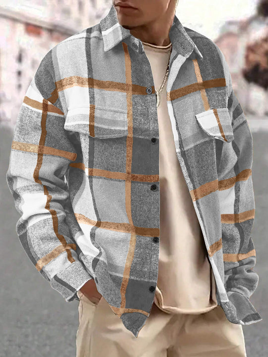 Herren nan weite Karo-Hemdenjacke aus weichem Flanell mit aufgesetzten Brusttaschen