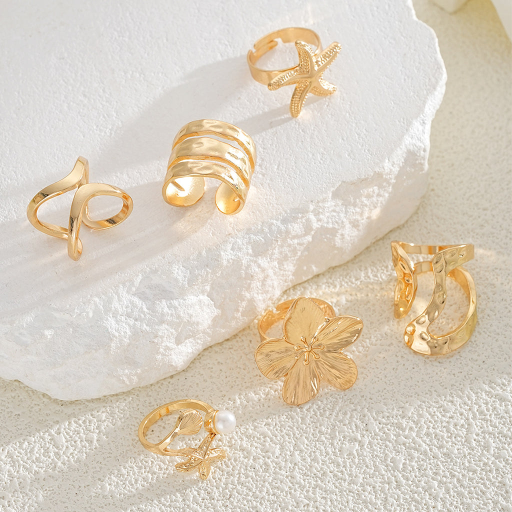 Damen Ring-Set mit floralen und maritimen Designs Shop Nory