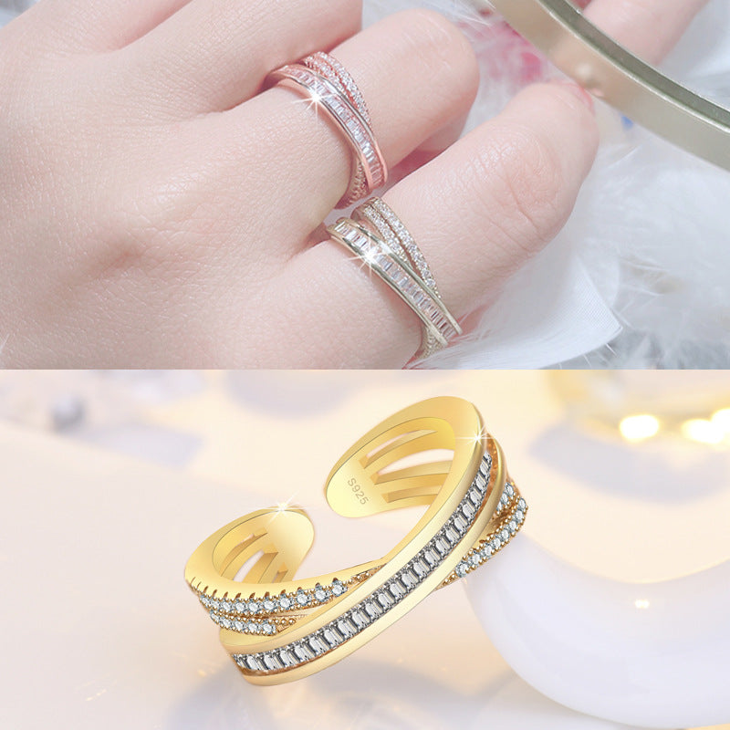 Damen Offener Ring mit filigranem Design und funkelnden Zirkonia Shop Nory