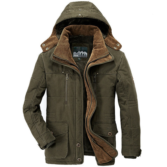 Herren robuster Canvas-Fieldparka mit Cord-Kragen, Zipfront und Multifunktionstaschen Shop Nory
