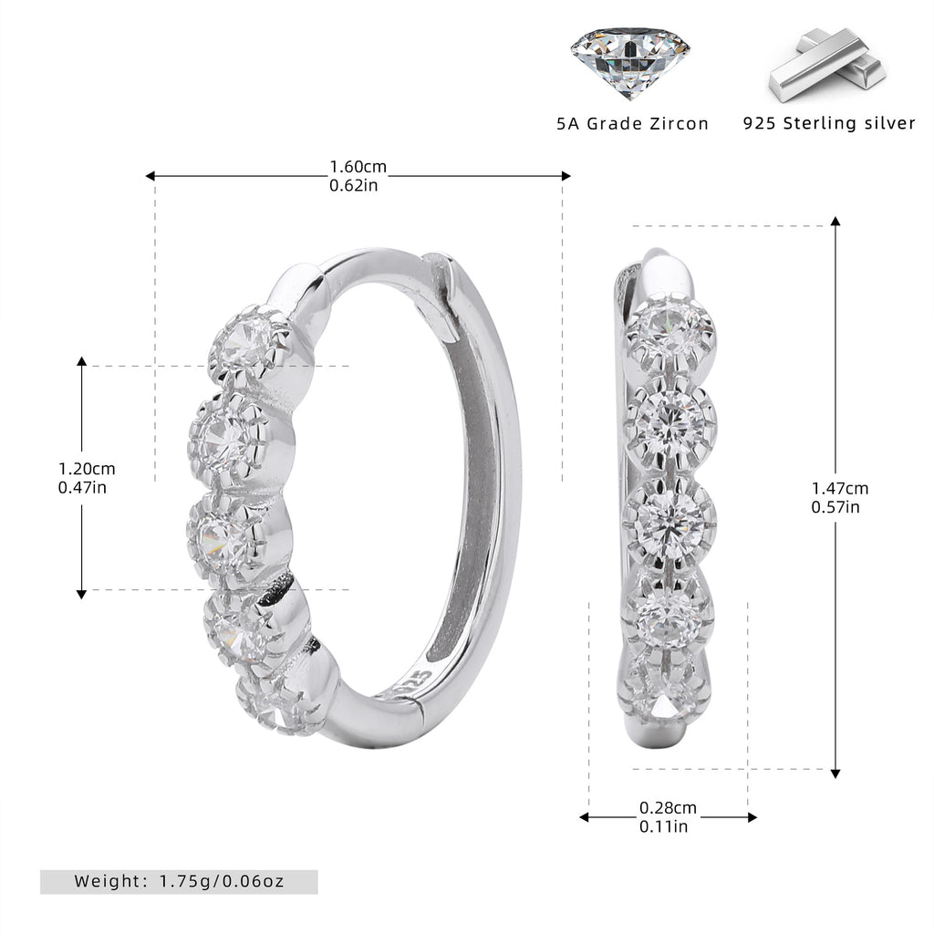 Damen Creolen mit funkelnden Zirkonia aus 925 Sterling Silber Shop Nory
